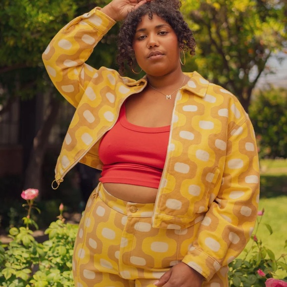 Big Bud Press Jacquard Yellow Printed Ricky Jacket 0XL Cropped Vintage Inspired - Picture 1 of 16